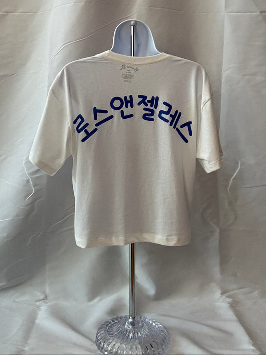 Dodger Girl, White, womens crop, Korean