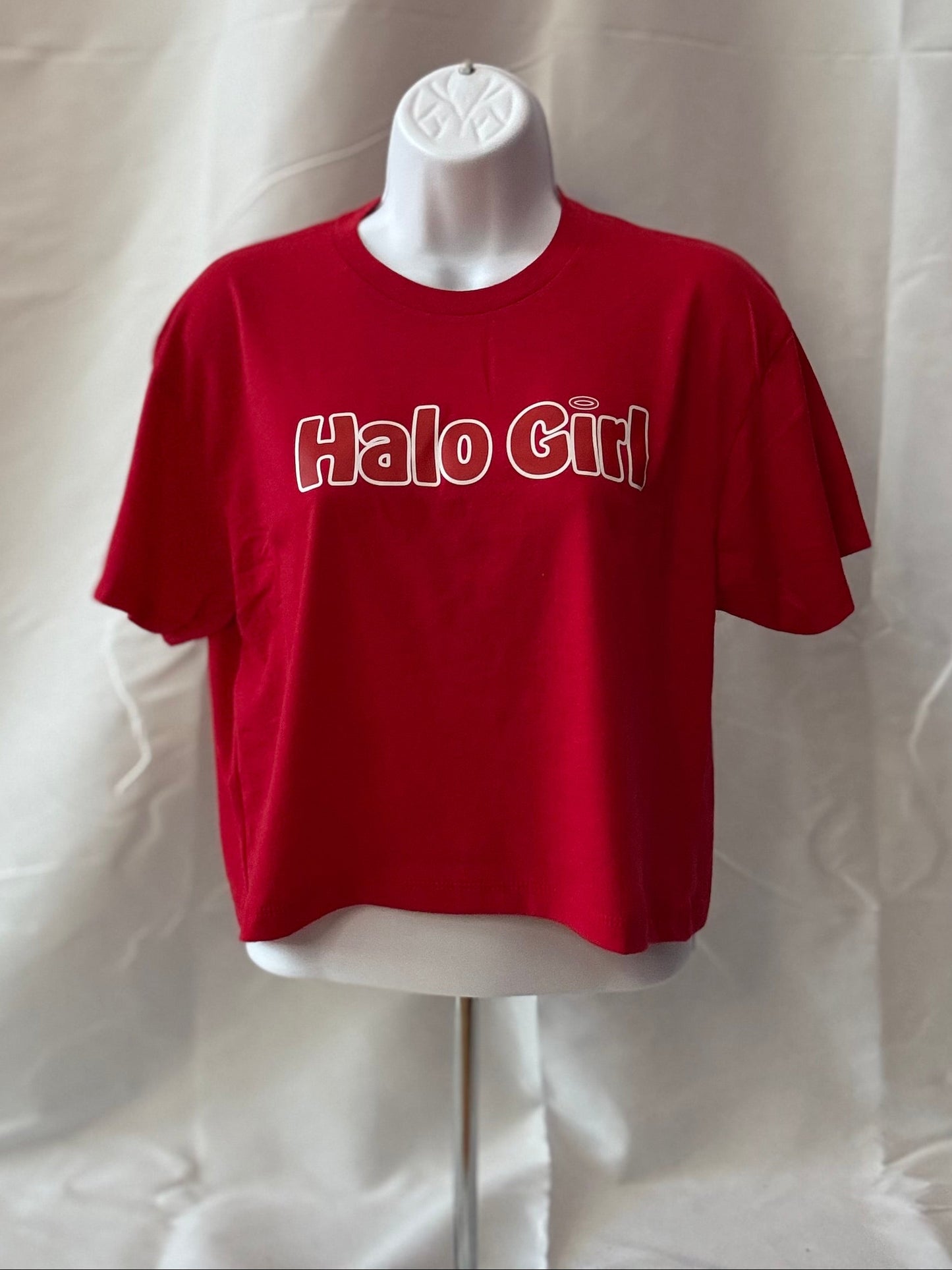 Halo Girl, Red, womens crop